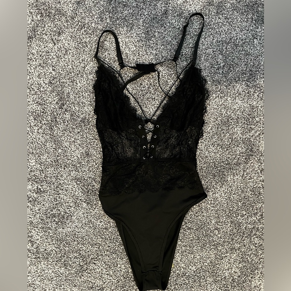 Black Lace Bodysuit NEW with Tags